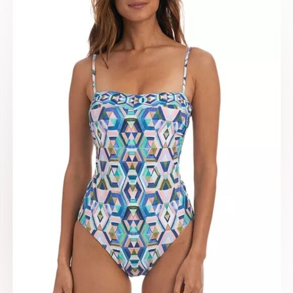 La Blanca Navy Blue Reversible Riviera Bandeau One Piece Swimsuit - Picture 4 of 12